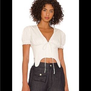 DANIELLE GUIZIO Full Sleeved Corset Top in White